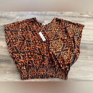 NWT Chico's Satin Top Charming Ikat Too, Size 0